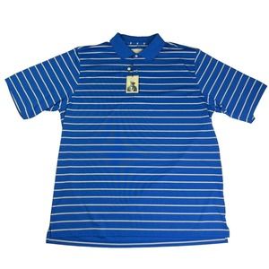 NWT Donald Ross Polo Sport Shirt Men’s XL Striped Blue/Cream Golf Breathable